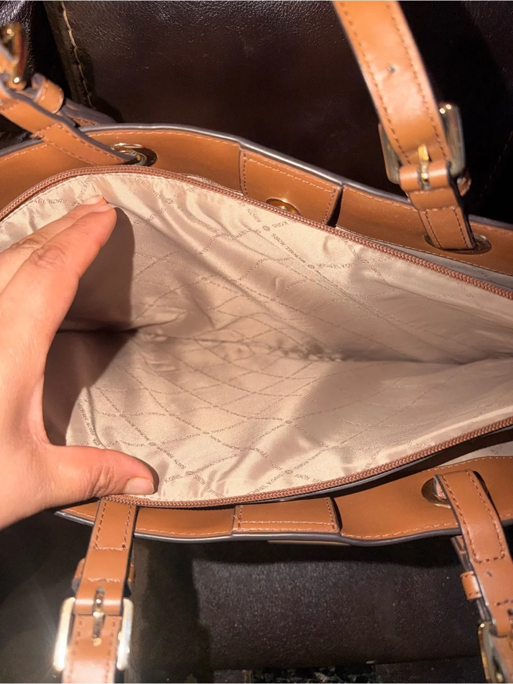 Michael Kors Beige & Brown MK Logo Tote